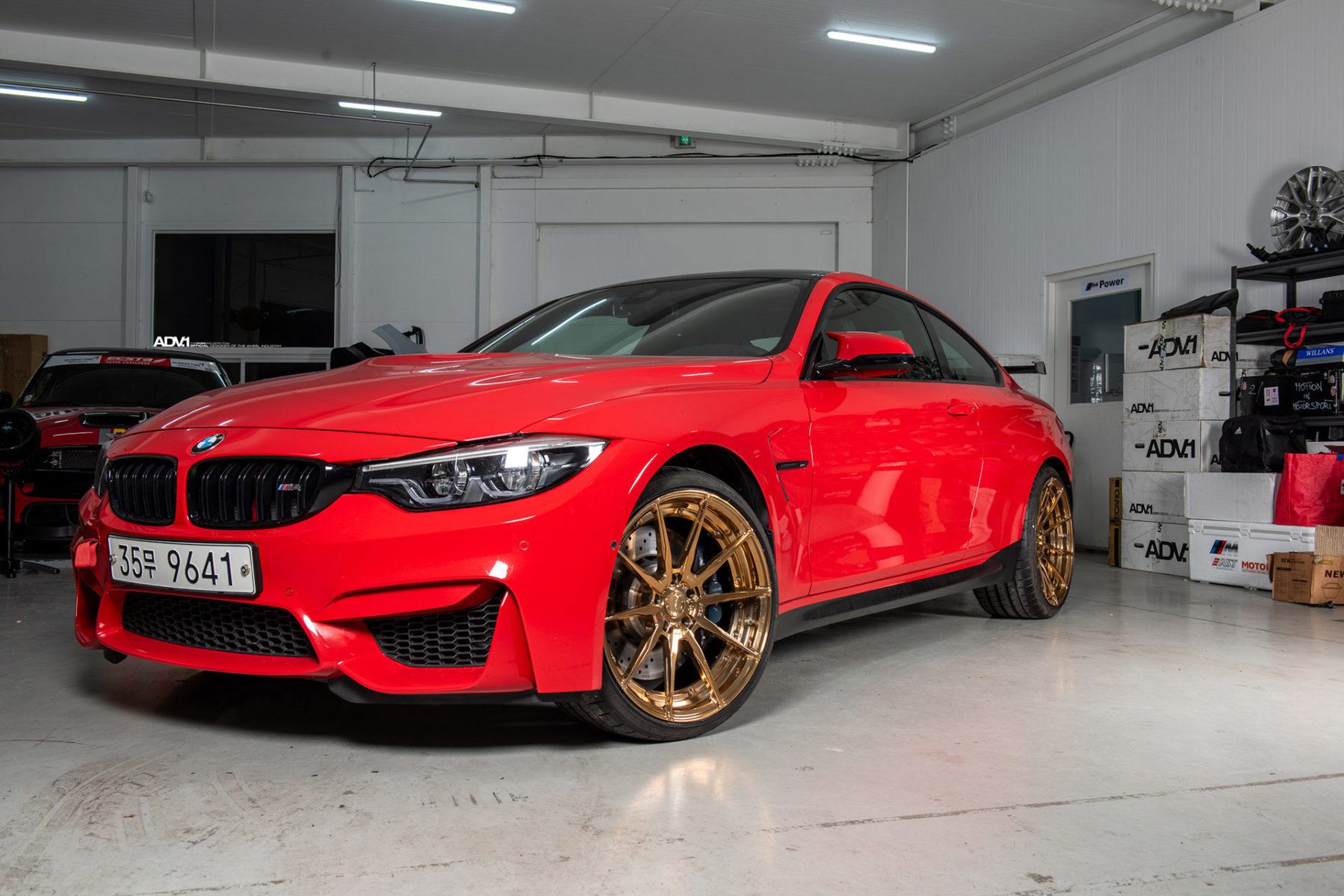 Rosso Corsa Red BMW F82 M4 - ADV10 M.V2 CS Series… | ADV.1 Wheels