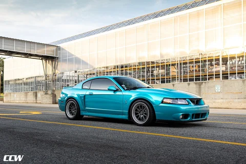 Teal Ford Mustang Cobra CCW D110 Gunmetal Polished Lip Web 01