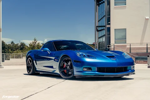 Blue Chevrolet Corvette C6 Z06 Forgestar CF5 Gloss Black Web 07