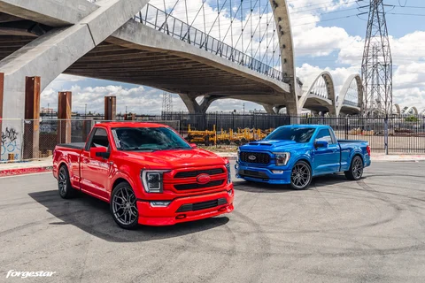Red Ford F150 Forgestar X12 Satin Anthracite 22x10 Web 07