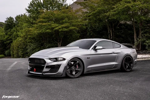 Silver Ford Mustang S550 Forgestar CF5 Satin Black Web 01