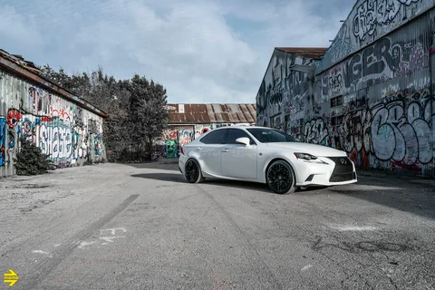 White lexus is300 f sport black wheels momo custom rims t