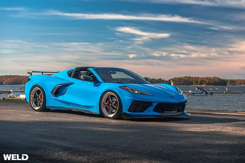 Blue Chevrolet Corvette C8 WELD Ventura Gloss Black Milled Web 01