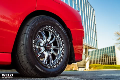WELD Belmont Beadlock Red Dodge Charger Hellcat Gloss Black Milled 11