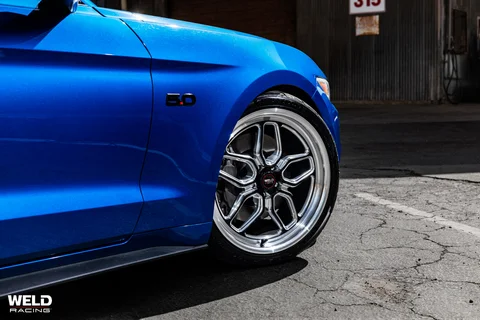 WELD Laguna Blue Ford Mustang Gloss Black Milled 11