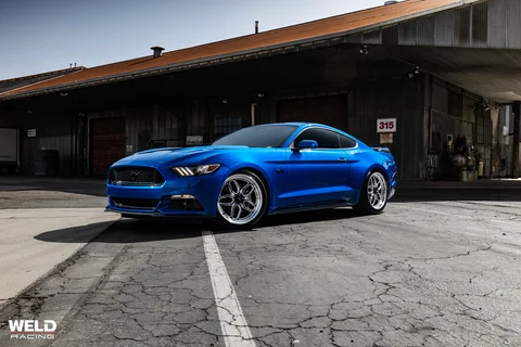 WELD Laguna Blue Ford Mustang Gloss Black Milled 12