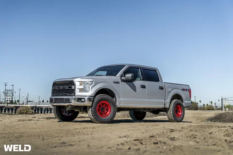 WELD Off Road Cinch Beadlock Silver Ford F150 Candy Red 07