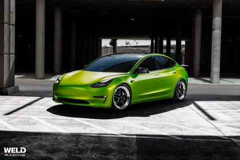WELD Ventura Green Tesla Model3 Gloss Black Milled 05
