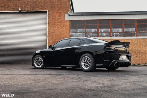 Black dodge charger aftermarket drag wheels weld laguna performance rf l