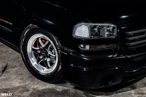 Black gmc sierra lowered drag racing wheels weld beadlock ventura 6 lug truck rims h