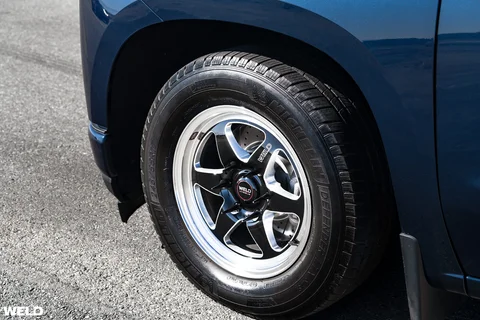 Blue chevy silverado drag racing wheels beadlock weld ventura 6 lug b