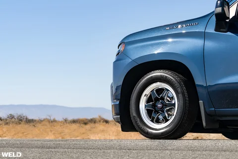 Blue chevy silverado drag racing wheels beadlock weld ventura 6 lug c