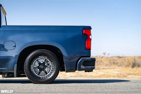 Blue chevy silverado drag racing wheels beadlock weld ventura 6 lug e