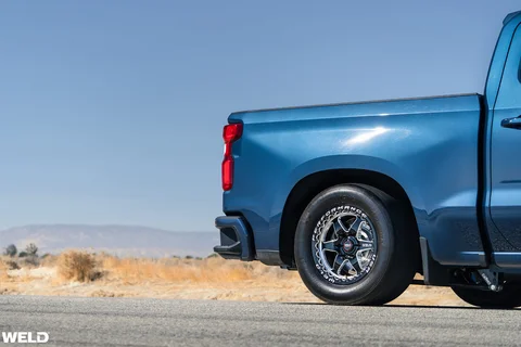 Blue chevy silverado drag racing wheels beadlock weld ventura 6 lug f