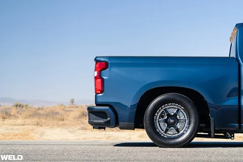 Blue chevy silverado drag racing wheels beadlock weld ventura 6 lug g