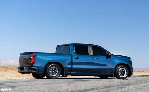 Blue chevy silverado drag racing wheels beadlock weld ventura 6 lug i