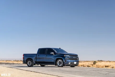 Blue chevy silverado drag racing wheels beadlock weld ventura 6 lug j