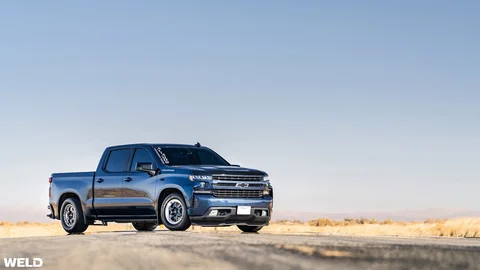 Blue chevy silverado drag racing wheels beadlock weld ventura 6 lug k