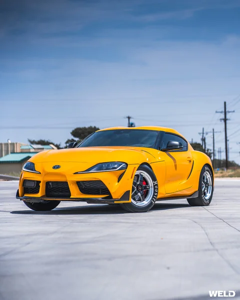 Nitro yellow toyota supra a90 drag racing wheels hoosier tires weld ventura performance a