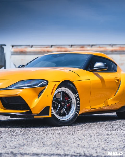 Nitro yellow toyota supra a90 drag racing wheels hoosier tires weld ventura performance c