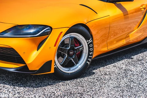 Nitro yellow toyota supra a90 drag racing wheels hoosier tires weld ventura performance g