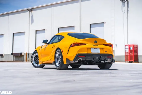 Nitro yellow toyota supra a90 drag racing wheels hoosier tires weld ventura performance k