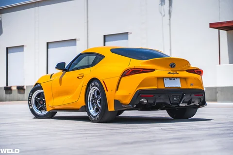 Nitro yellow toyota supra a90 drag racing wheels hoosier tires weld ventura performance m