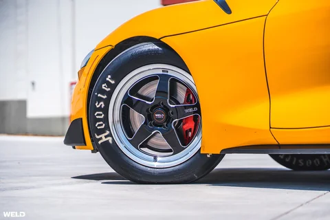 Nitro yellow toyota supra a90 drag racing wheels hoosier tires weld ventura performance o
