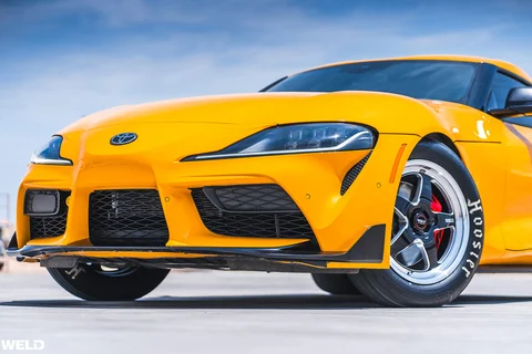 Nitro yellow toyota supra a90 drag racing wheels hoosier tires weld ventura performance s