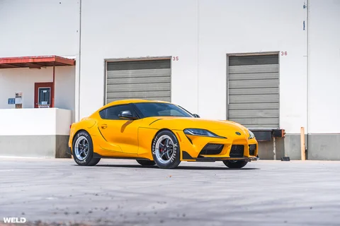 Nitro yellow toyota supra a90 drag racing wheels hoosier tires weld ventura performance v