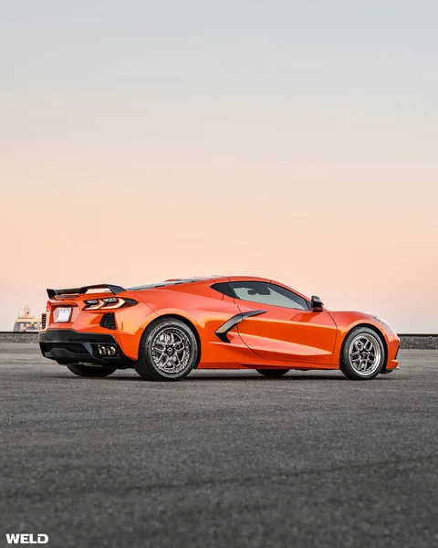 Orange c8 corvette drag racing wheels weld laguna beadlock performance c