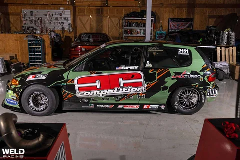 Weld racing honda civic hatch drag car import tuner frontrunner beadlock gloss black milled a