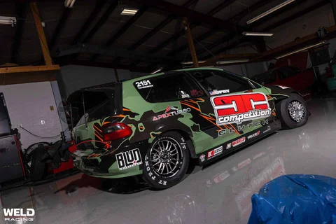 Weld racing honda civic hatch drag car import tuner frontrunner beadlock gloss black milled j