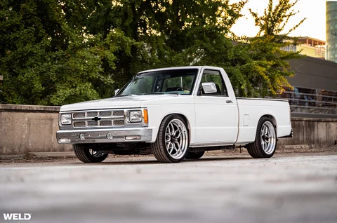 White chevy s10 pickup truck v8 engine weld performance rf laguna wheels restomod a