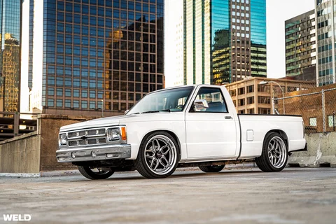 White chevy s10 pickup truck v8 engine weld performance rf laguna wheels restomod h