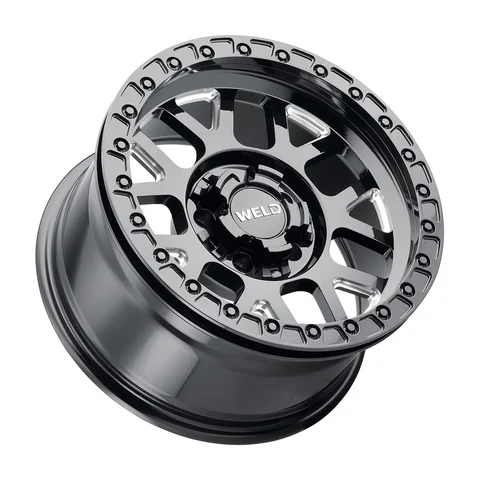 WELD Truck & Off-Road Cinch Beadlock - Weld cinch beadlock wheel 5lug gloss black milled spokes 17x9 lay 9a993f3e