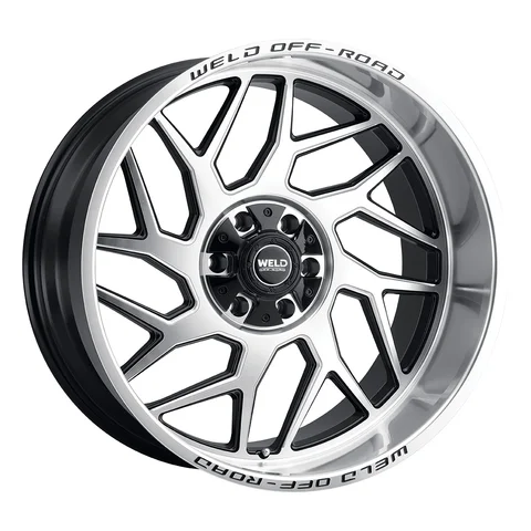 Weld fulcrum wheel 6lug gloss black machined 22x12 d02af428