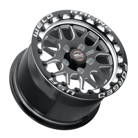Weld sm77 bl wheel 5lug gloss black milled spokes 15x10 lay 05fef759