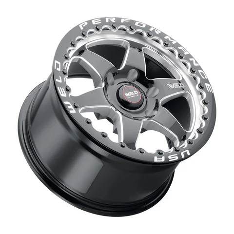 WELD Performance RF Ventura 6 Beadlock - Weld ventura 6 wheel 6lug gloss black milled beadlock 17x10 lay 2a2833e4