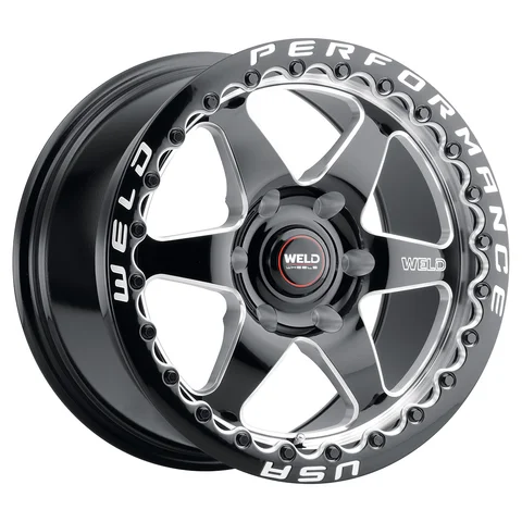 WELD Performance RF Ventura 6 Beadlock - Weld ventura 6 wheel 6lug gloss black milled beadlock 17x10 3dffc082
