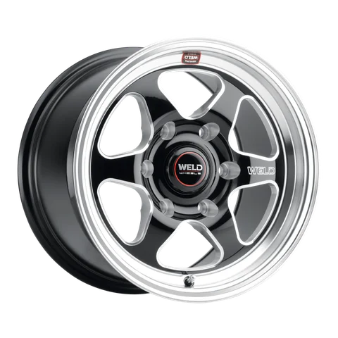 Weld ventura6 drag wheel 5lug gloss black milled 15x10 41465c03