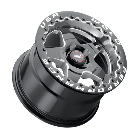 Weld ventura beadlock wheel 5lug gloss black milled 15x10 lay 263c0495