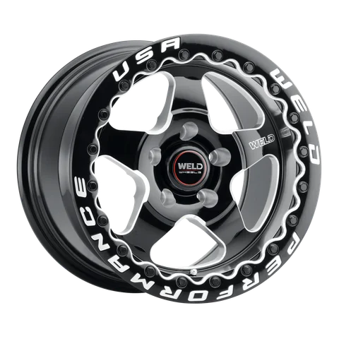 Weld ventura beadlock wheel 5lug gloss black milled 15x10 984b6856